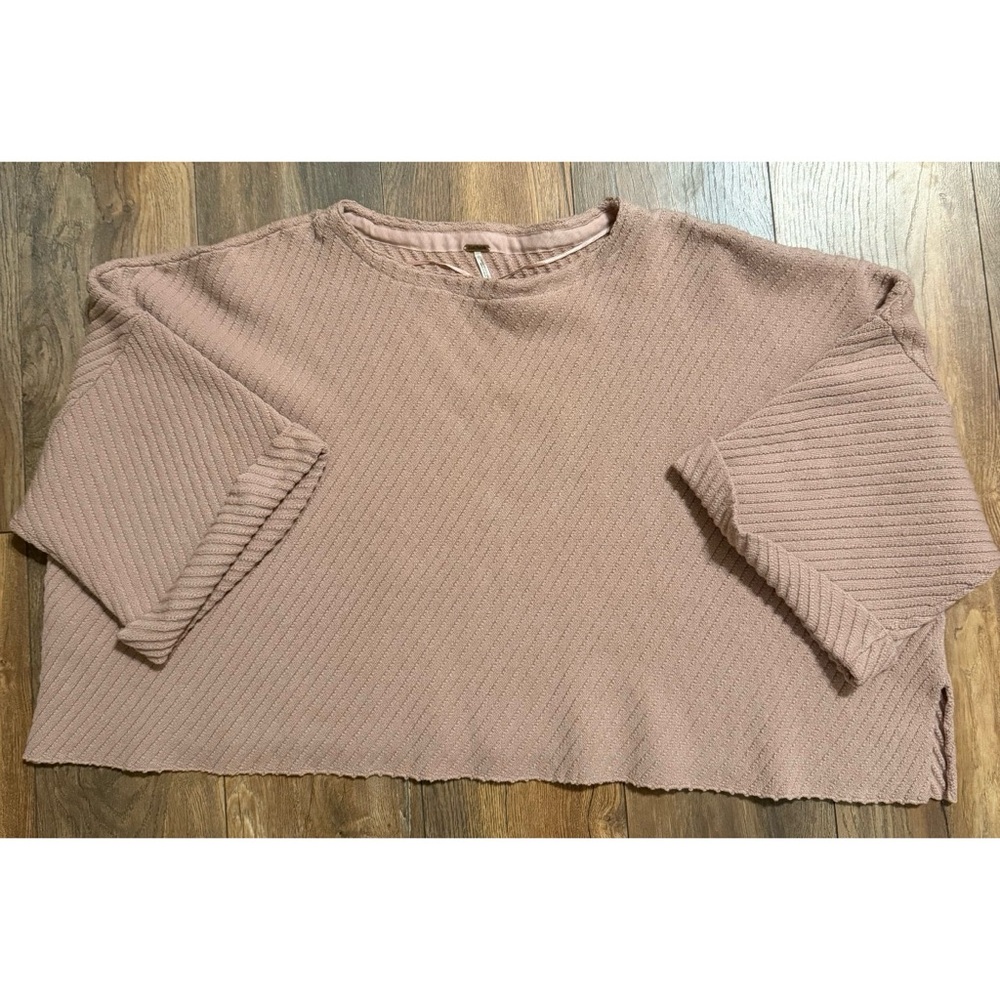 Free People Size Large I Can’t Wait Oversized Cropped Sweater Dusty Pink